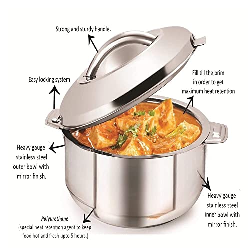 Dr. Equipment Stainless Steel Casserole Hot Box | Food Grade | Easy to Carry | Easy to Store for Rice, Gravy, Curry| (1500ML) - Image 4