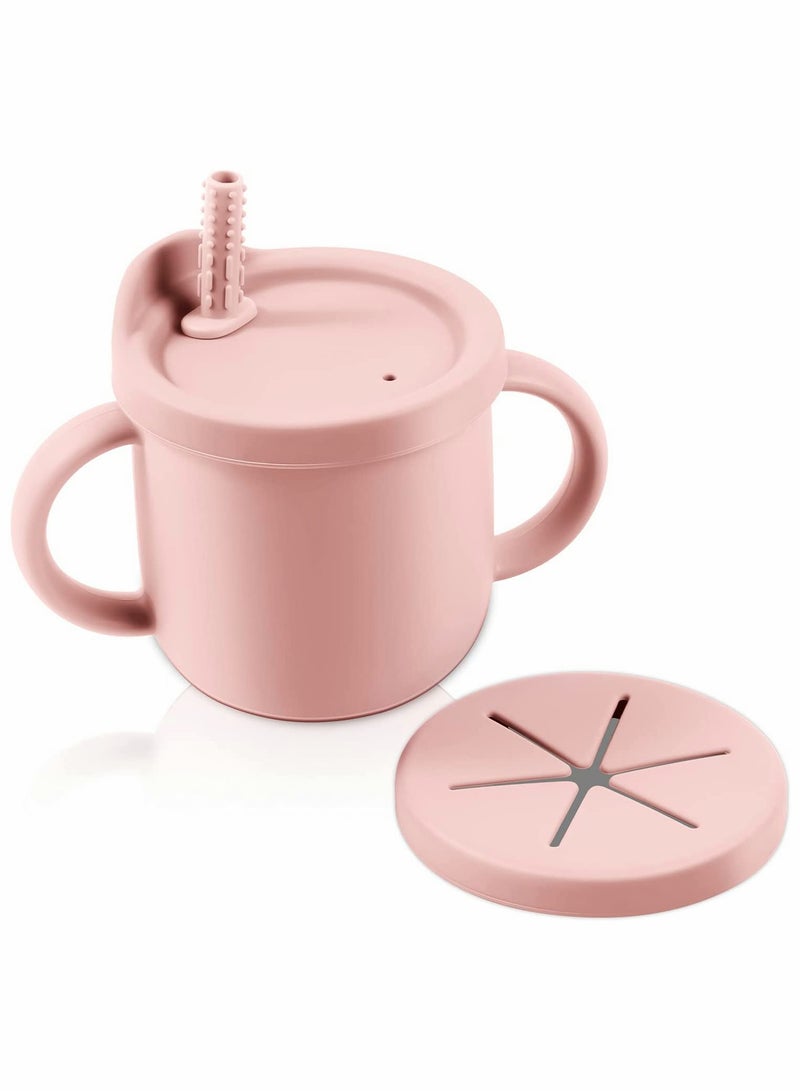 Excefore Toddlers Sippy Cup & Snack Container 2-in-1(pink) - Image 1