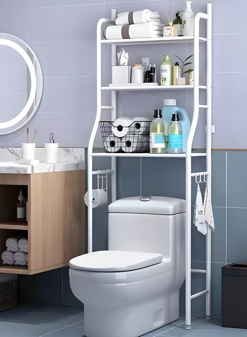 Toilet Rack Storage Bathroom Shelving 25x96x47 cm White - Image 1