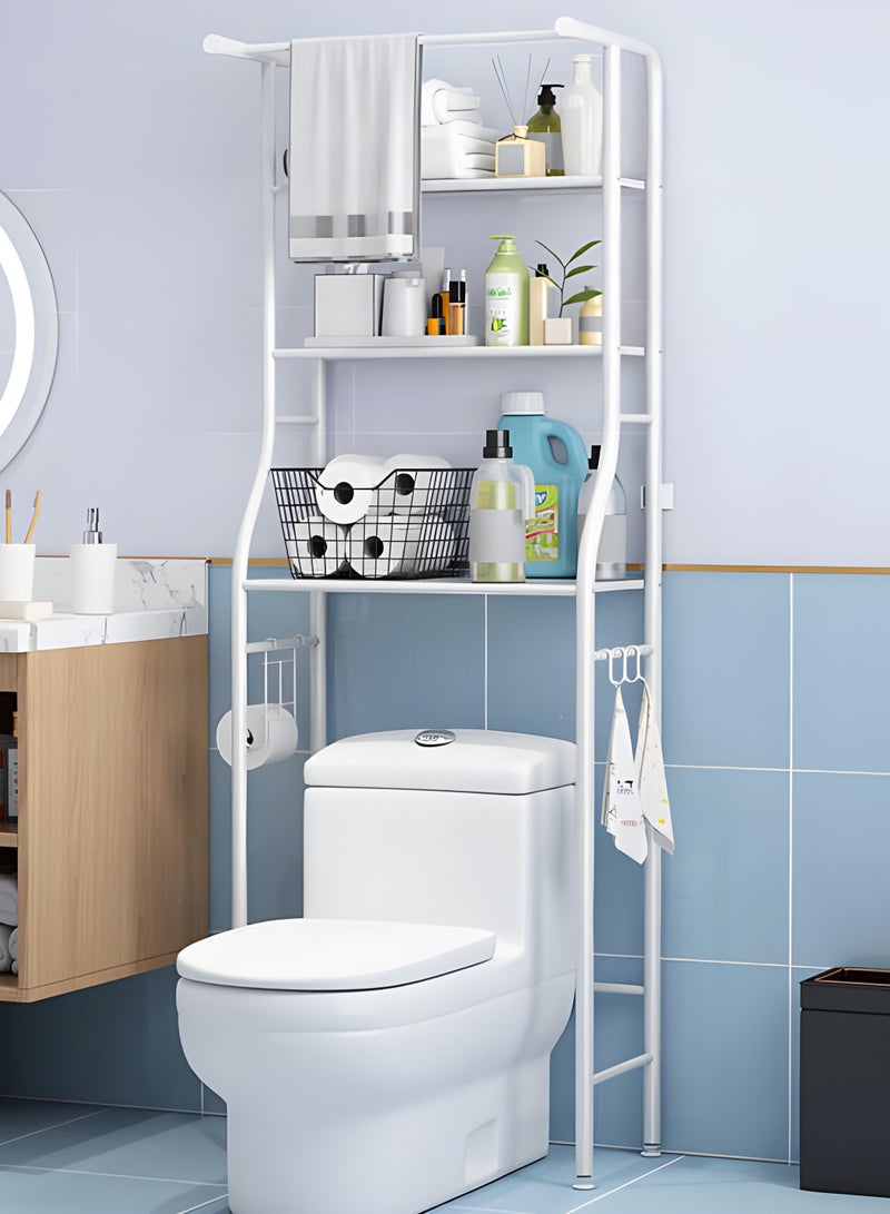 Toilet Rack Storage Bathroom Shelving 25x96x47 cm White - Image 2
