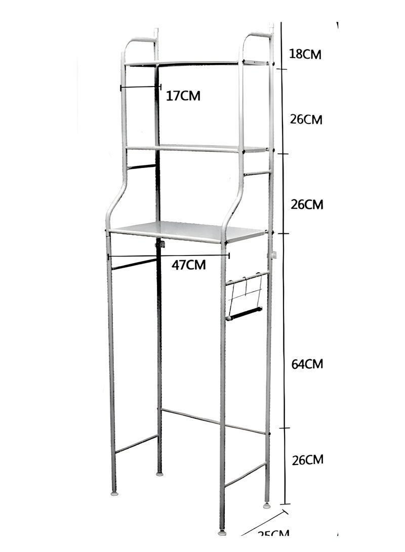 Toilet Rack Storage Bathroom Shelving 25x96x47 cm White - Image 3