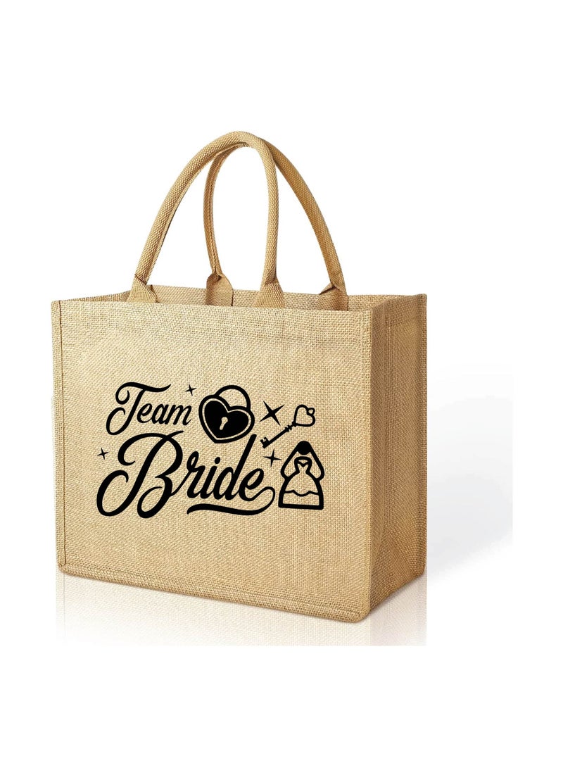 PRINTSHOP4ME Team Bride Jute Totes - Eco-Friendly Gifts for Every Team Member - Bridesmaids Besties - Weddings and Bridal Showers Jute Bag - Image 1