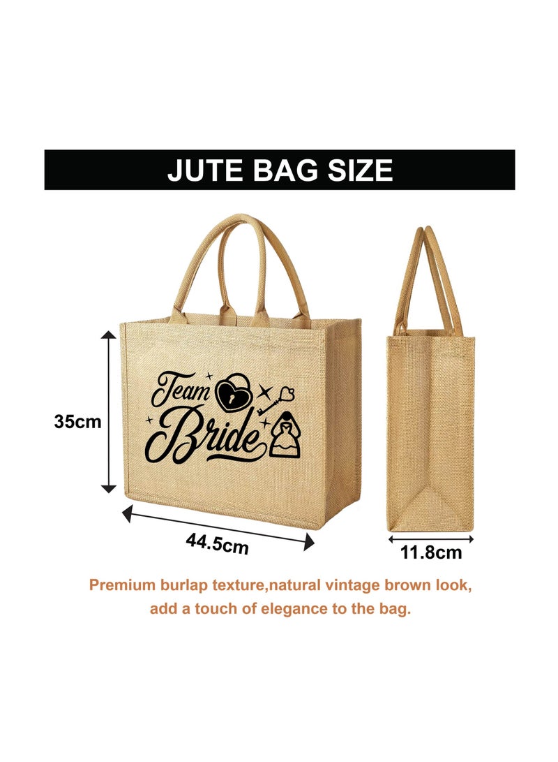 PRINTSHOP4ME Team Bride Jute Totes - Eco-Friendly Gifts for Every Team Member - Bridesmaids Besties - Weddings and Bridal Showers Jute Bag - Image 2