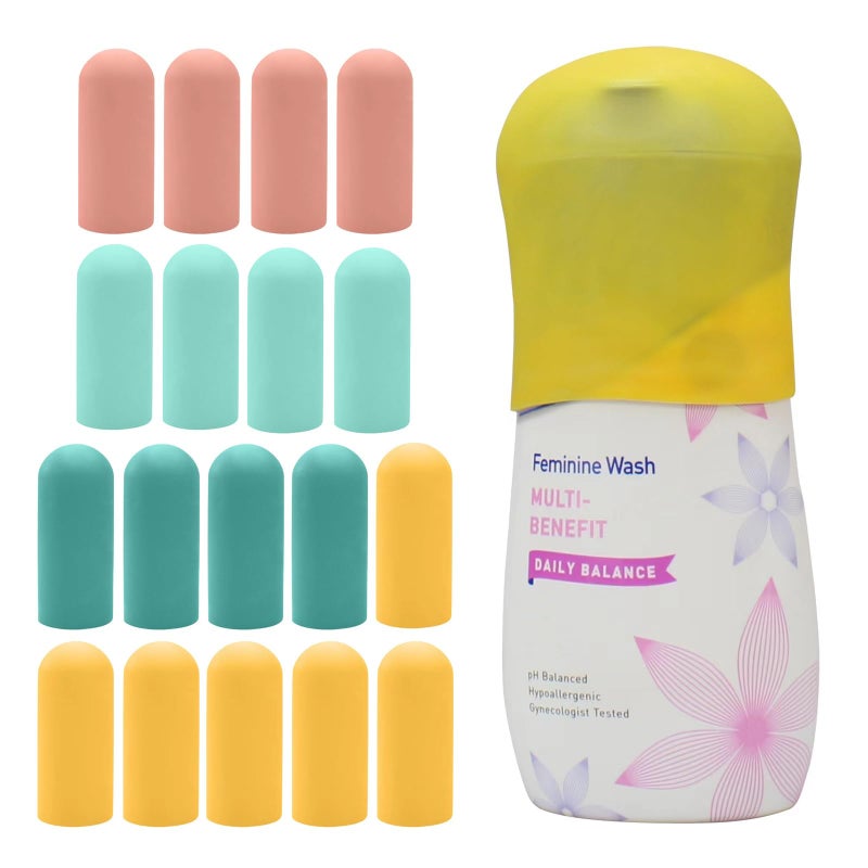 TRANOMOS 18 Pack Silicone Bottle Covers Travel Essentials for Women Men Beach Vacation Essentials Travel Size Toiletries Accessories Cruise Ship Essentials 2025 Must Haves Leak Proofing