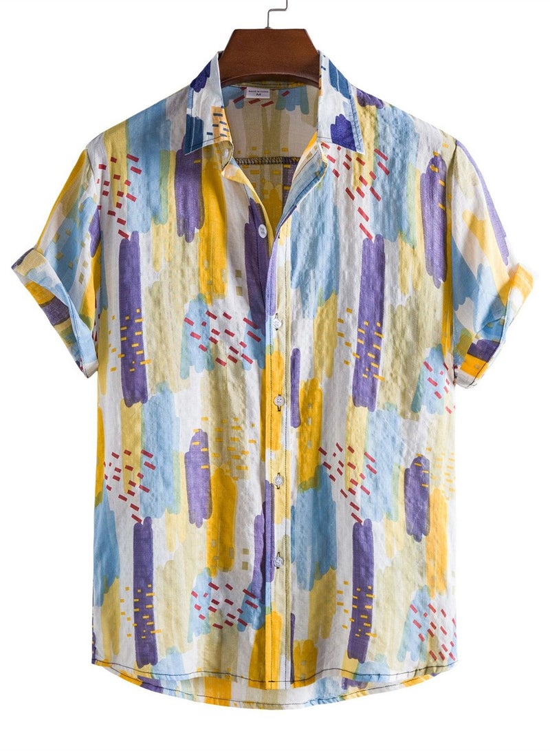 Summer new floral men's casual short-sleeved floral shirt - Image 1