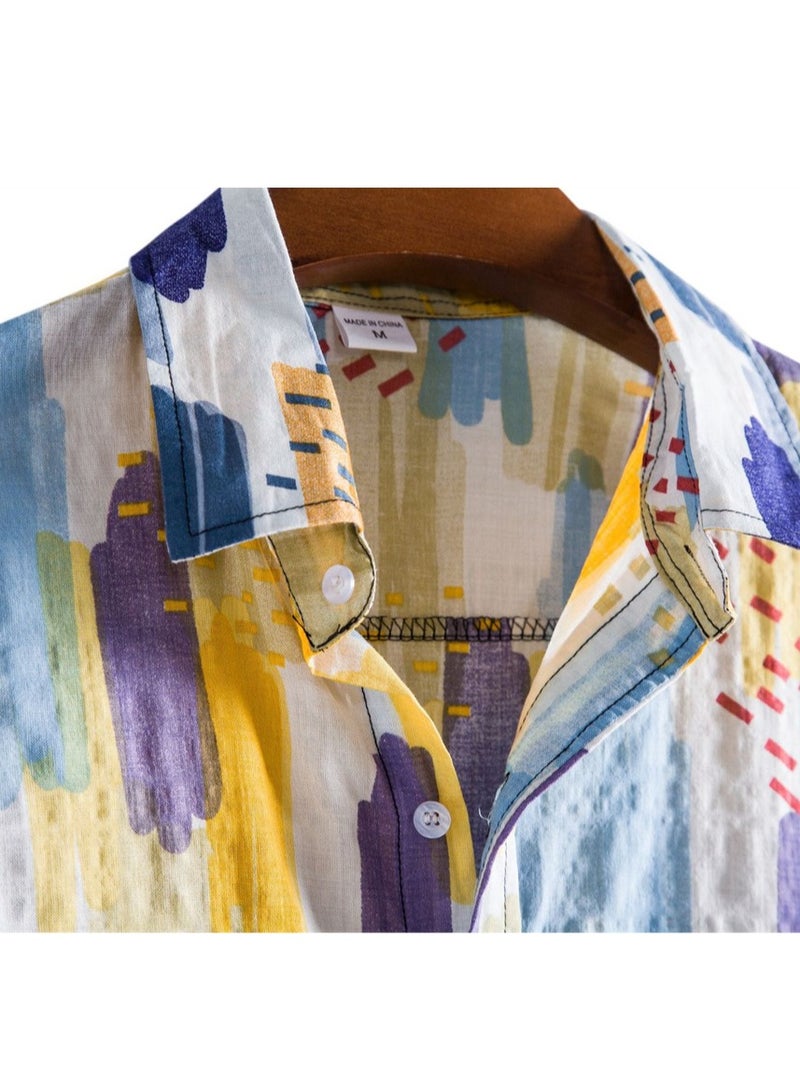 Summer new floral men's casual short-sleeved floral shirt - Image 4