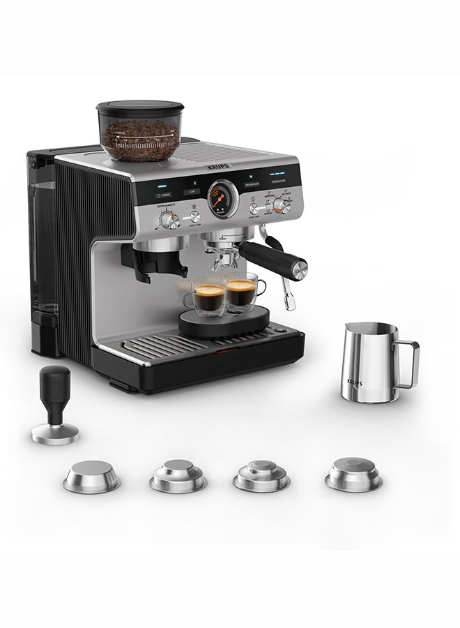 KRUPS Precision | Manual Espresso Machine With Grinder | Perfectly Crafted Espresso |  Intuitive Interface | XP801EM0 3.5 L 1380 W XP801EM0 Stainless Steel - Image 1