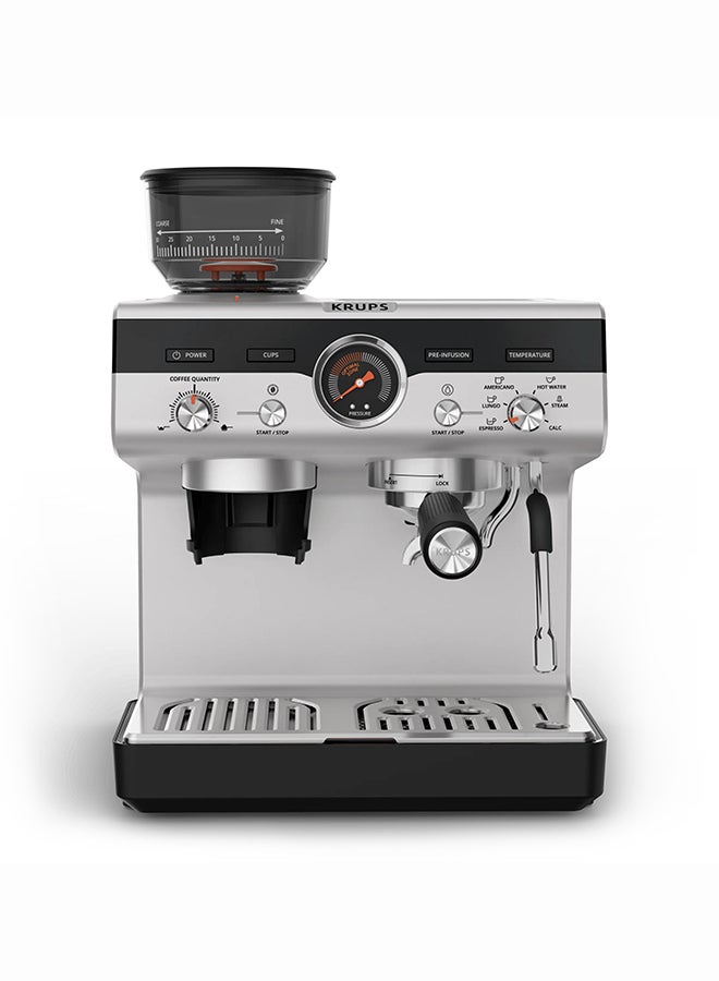 KRUPS Precision | Manual Espresso Machine With Grinder | Perfectly Crafted Espresso |  Intuitive Interface | XP801EM0 3.5 L 1380 W XP801EM0 Stainless Steel - Image 5