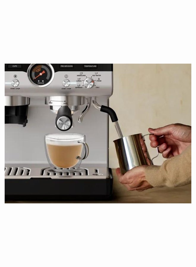 KRUPS Precision | Manual Espresso Machine With Grinder | Perfectly Crafted Espresso |  Intuitive Interface | XP801EM0 3.5 L 1380 W XP801EM0 Stainless Steel - Image 2