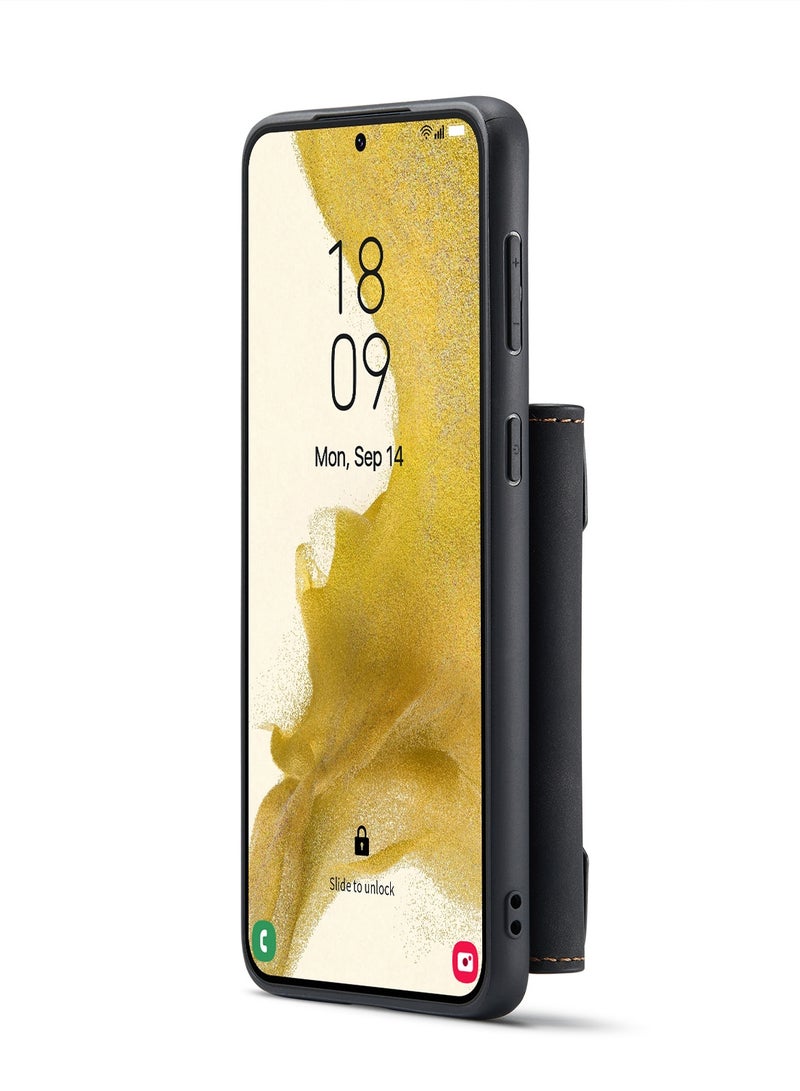 DGMING Wallet Case for Samsung Galaxy S23 Plus DGMING Premium Leather Phone Case Back Cover Magnetic Detachable with Trifold Wallet Card Holder Pocket - Black - Image 3