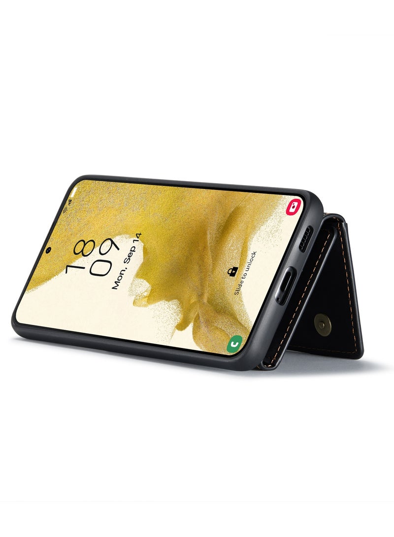 DGMING Wallet Case for Samsung Galaxy S23 Plus DGMING Premium Leather Phone Case Back Cover Magnetic Detachable with Trifold Wallet Card Holder Pocket - Black - Image 4