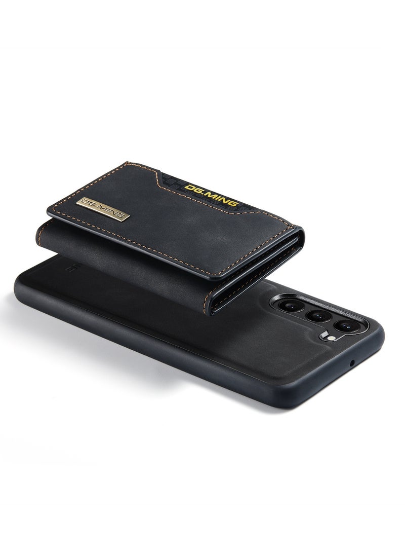DGMING Wallet Case for Samsung Galaxy S23 Plus DGMING Premium Leather Phone Case Back Cover Magnetic Detachable with Trifold Wallet Card Holder Pocket - Black - Image 5