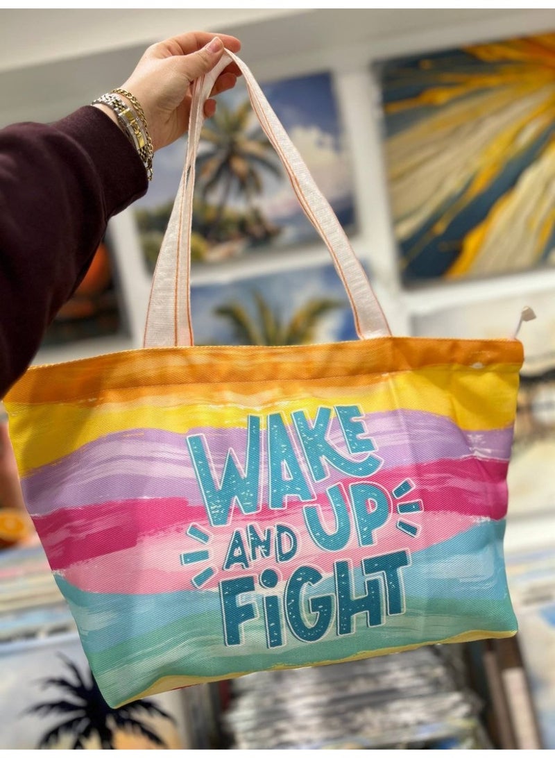 Waterproof beach tote bag with a makeup clutch—a large gabardine beach bag with high-quality double-sided printing, perfect for travel and summer vacations - Image 1