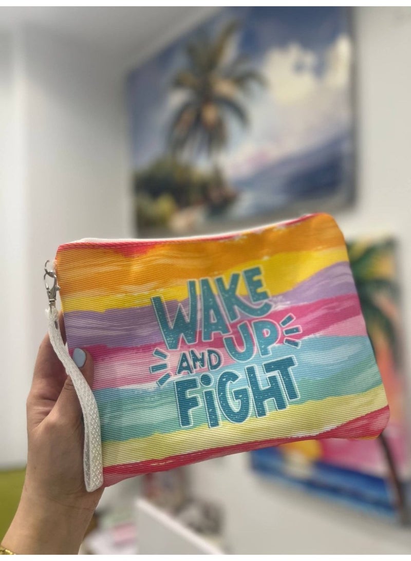 Waterproof beach tote bag with a makeup clutch—a large gabardine beach bag with high-quality double-sided printing, perfect for travel and summer vacations - Image 2
