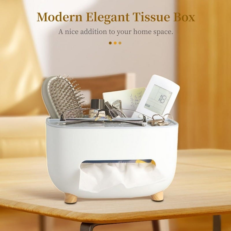 Multi Layer Tissue Box With Phone Holder And Two Extra Storage Compartments Blue For Home Office Use - Image 3