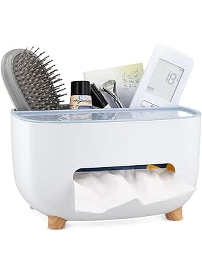 Multi Layer Tissue Box With Phone Holder And Two Extra Storage Compartments Blue For Home Office Use - Image 1