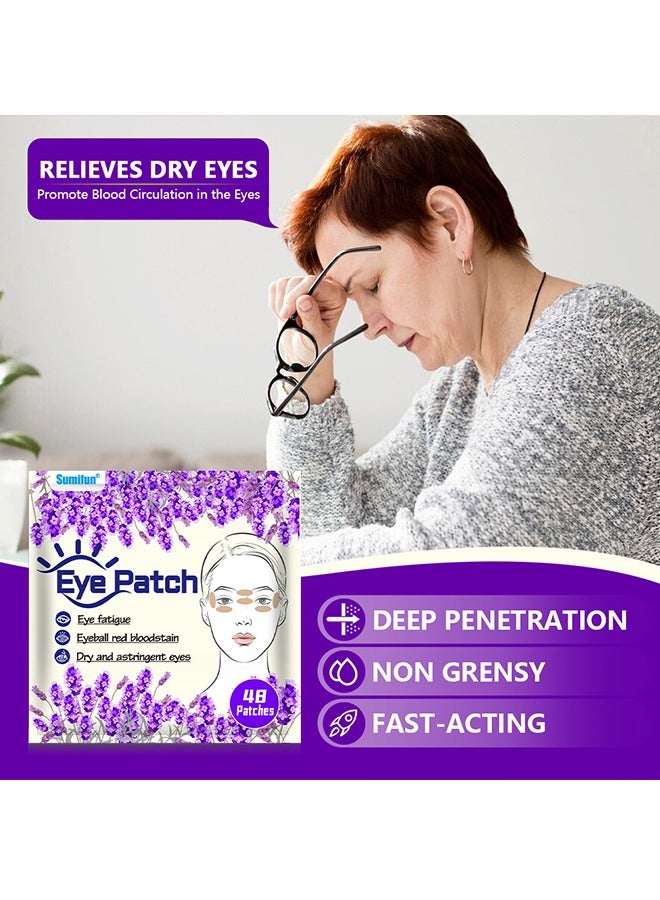 48Pcs Lavender Scented Eye Patch - Relieves Eye Fatigue Eye Care Patch - Stay Up Late Eye Dryness - Lavender Eye Patch