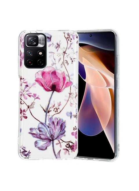 Case Cover For Xiaomi Redmi Note 11 4G Electroplating Pattern TPU Phone Case Lotus