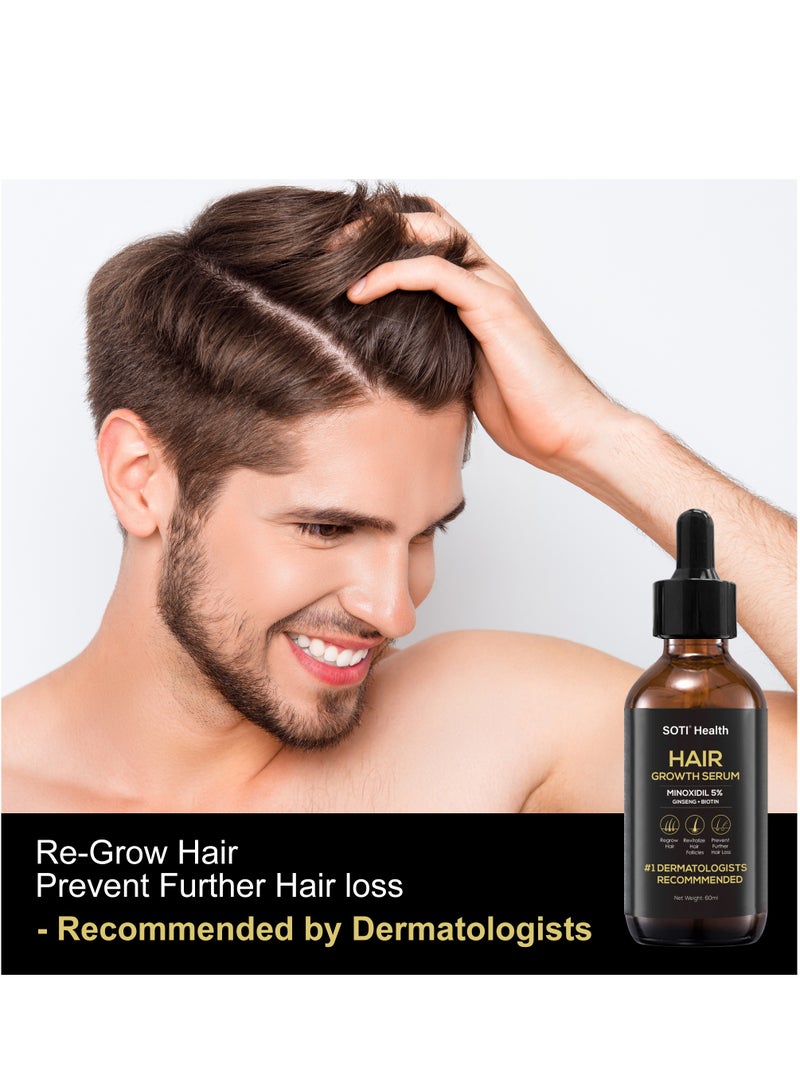 سوتي مصل Soti مينوكسيديل 5% لنمو الشعر، مصل إعادة نمو الشعر لحالات تساقط الشعر 60 مل. صنع في الولايات المتحدة الأمريكية! ينصح به أطباء الأمراض الجلدية. تركيبة الجنسنغ والبيوتين فائقة القوة (3 عبوات) - Image 4