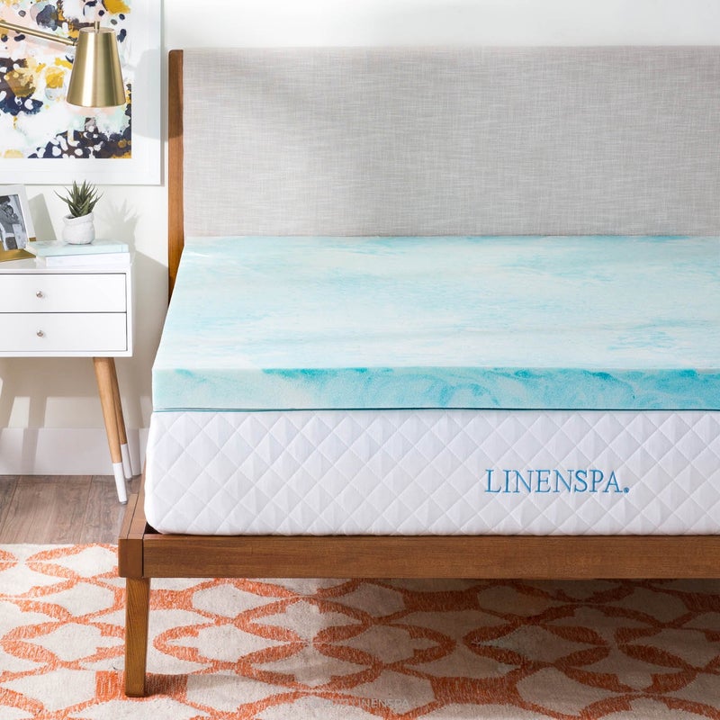 LINENSPA LINENSPA 3 Inch Gel Swirl Memory Foam Mattress Topper  Cooling Gel Infused  Pressure Relieving  CertiPUR Certified  Twin 