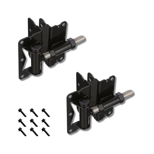 Advantage Industries SelfClosing Gate Hinge for Aluminum Gate PowderCoated StainlessSteel Hinge Horizontal Adjustable HeavyDuty Enclosed Spring 2Side Gate Attachment Pair Black - Image 1