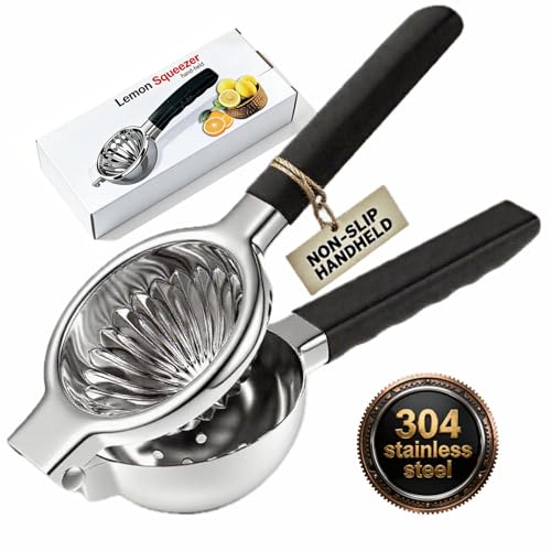 iStarcas Stainless Steel Lemon Squeezer, Manual Citrus Juicer with Non-Slip Handles, 304 Grade Steel Large Manual Lemon Press Juicer, Ergonomic Design Handheld Lime Squeezer Fruit Juicer - Image 1