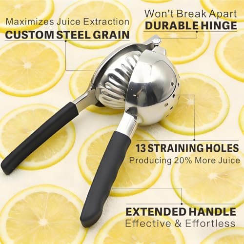 iStarcas Stainless Steel Lemon Squeezer, Manual Citrus Juicer with Non-Slip Handles, 304 Grade Steel Large Manual Lemon Press Juicer, Ergonomic Design Handheld Lime Squeezer Fruit Juicer - Image 3