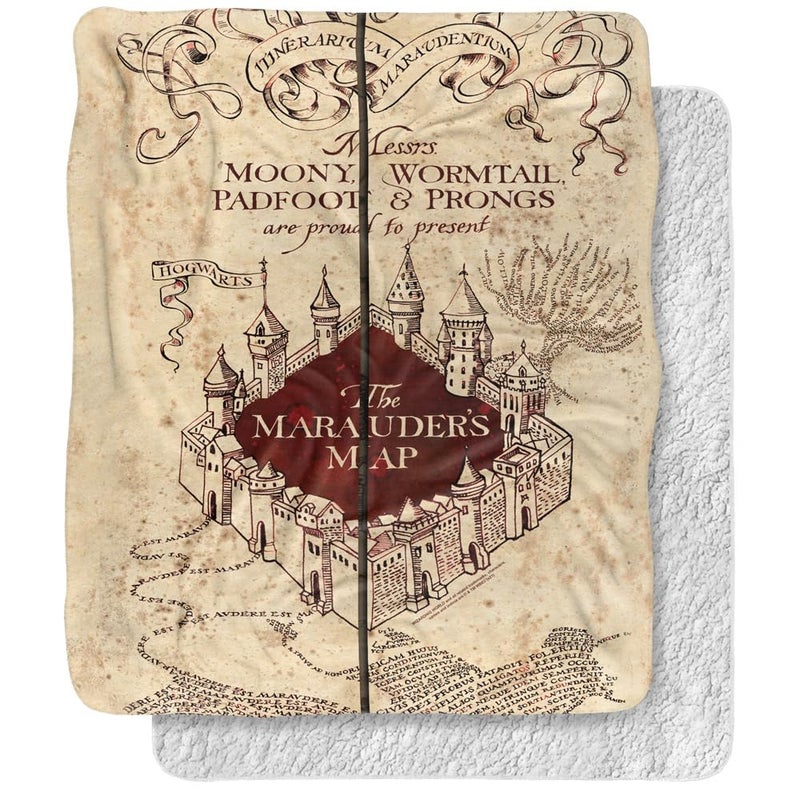 Harry Potter Blanket 50x60 Marauders Map Silky Touch Sherpa Back Super Soft Throw Blanket