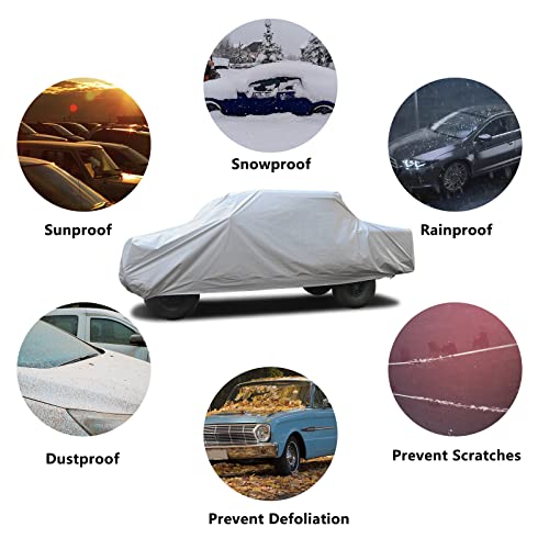 SEAZEN Car Cover 6 Layers, Waterproof Truck Car Cover, Snowproof/UV Protection/Windproof, Universal Car Covers Breathable Fabric with Cotton (240 inch to 250 inch) - Image 2