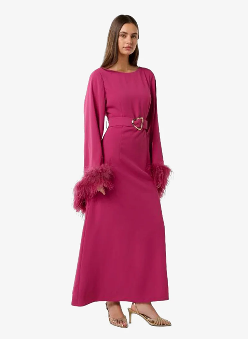 strapless open back dress Pink Leopard Forest Midi Dress – FARM Rio main image 0