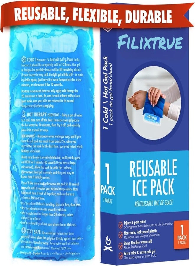 FILIXTRUE Reusable Hot and Cold Ice Pack for Pain Relief Soft and Flexible Gel for Injuries and Pain Relief | Cold Ice Gel Pack for Shoulders, Knee, Back, Neck, (Blue) - Image 1