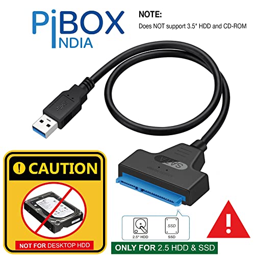pibox India - USB 3.0 to 2.5" SATA III Hard Drive Adapter 0.5 M Long Cable w/UASP - SATA to USB 3.0 Converter for SSD/HDD - Hard Drive Adapter Cable - 50 cm - New RTL9201R Chipset - 2.5 inch HDD - Image 2