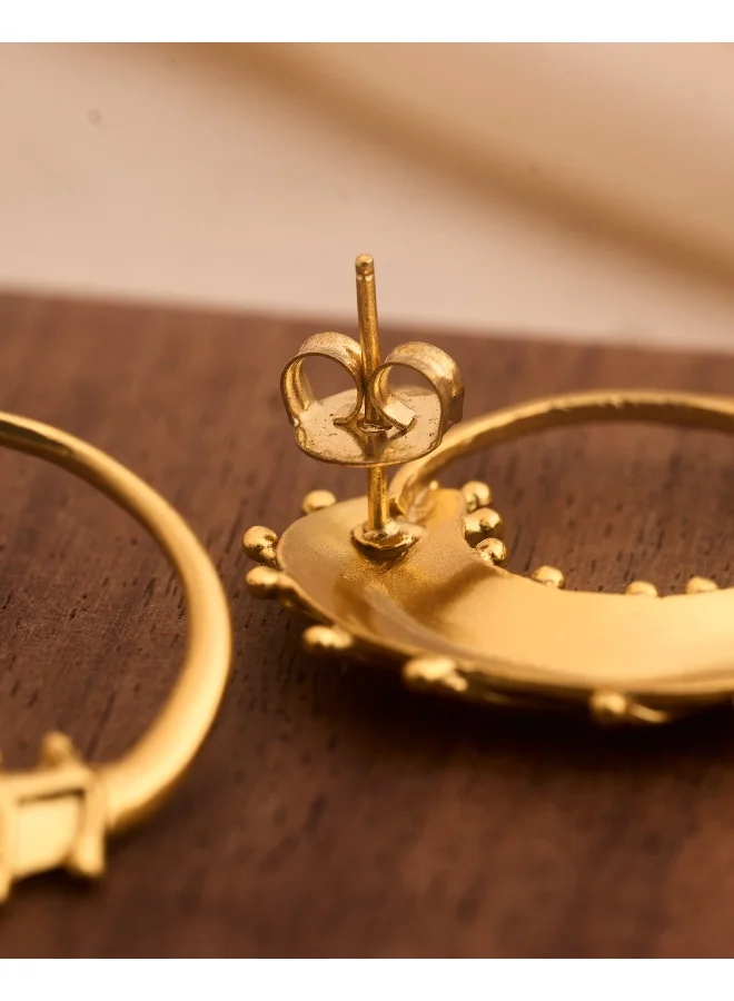 trueBrowns trueBrowns 22K Gold-Plated Circular 3D Leaf Earrings