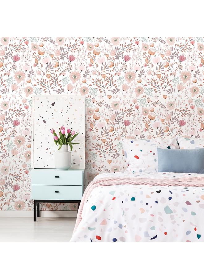 Bluejw Watercolor Flower Wallpaper Nursery Garden Mural Self-adhesive Wallpaper Background Wall Wallpaper Bedroom Porch Transformation Mural - Image 3