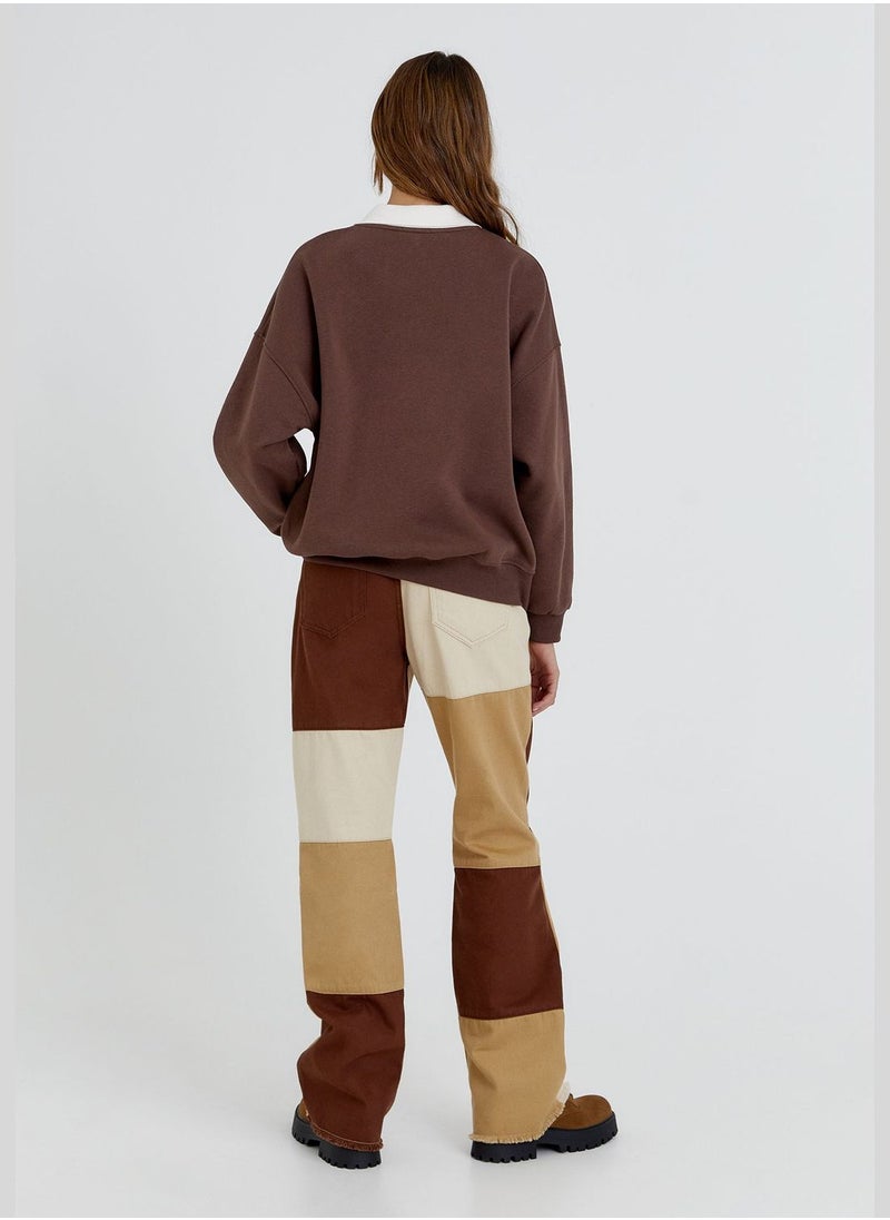 PULL&BEAR Graphic sweatshirt with polo collar  - Image 2