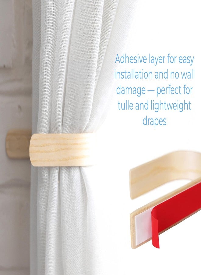 Toros.Store Wood Curtain Holdbacks - Set of 2 Modern Farmhouse Holdback for Drapes, Hooks for Walls, Curtains Tiebacks Wall Mount, Wooden Curtain Pullbacks Hook, Drapery Holders, Home Decor - Image 4