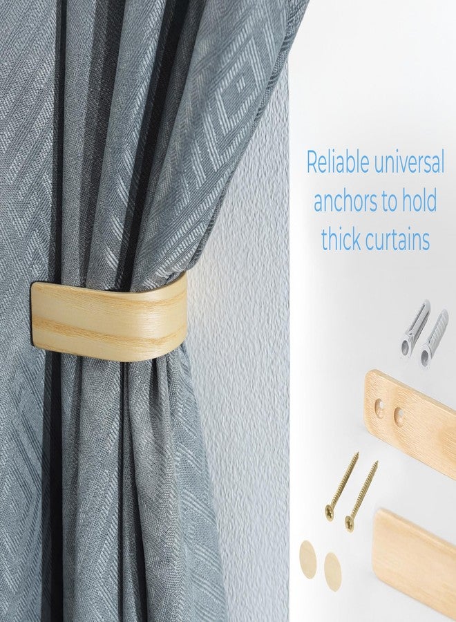 Toros.Store Wood Curtain Holdbacks - Set of 2 Modern Farmhouse Holdback for Drapes, Hooks for Walls, Curtains Tiebacks Wall Mount, Wooden Curtain Pullbacks Hook, Drapery Holders, Home Decor - Image 5