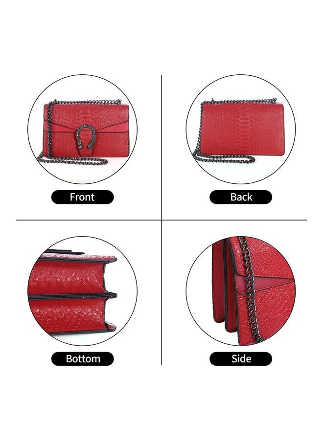 DEEPMEOW Crossbody Shoulder Evening Bag for Women - PU Leather Chain Purse Messenger Bag Small Satchel Handbag, A-red - Image 5
