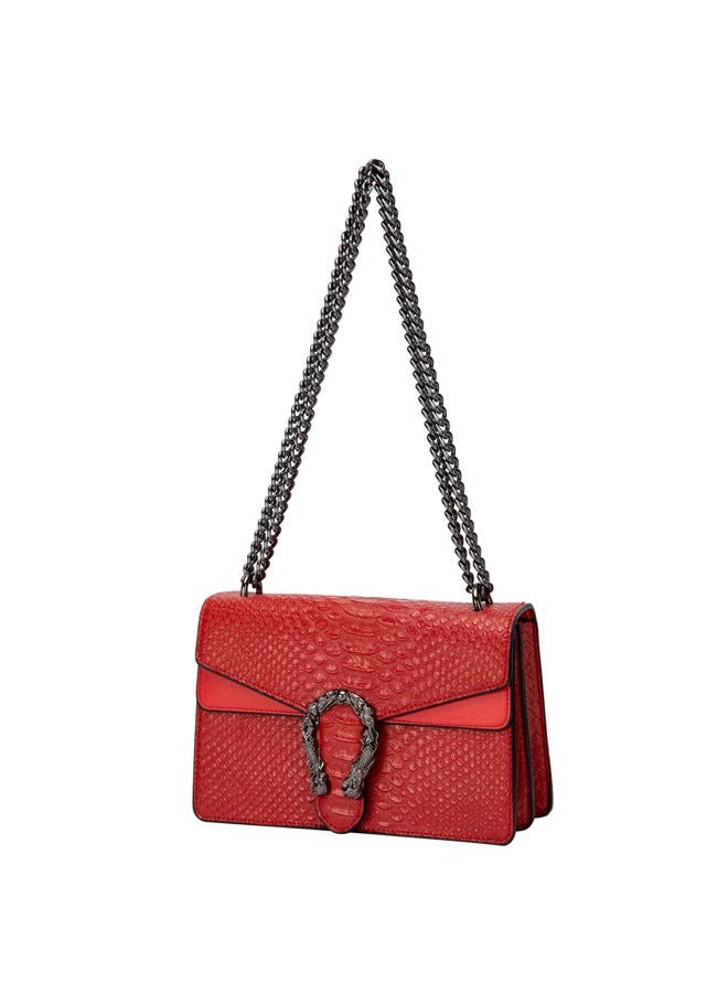 DEEPMEOW Crossbody Shoulder Evening Bag for Women - PU Leather Chain Purse Messenger Bag Small Satchel Handbag, A-red - Image 1
