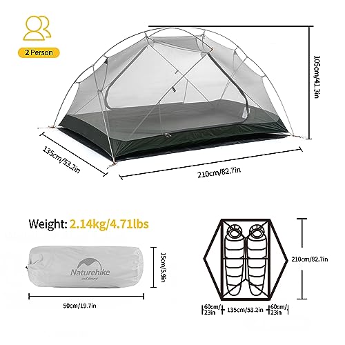 Naturehike Mongar 2 Person Backpacking Tent 3 Season Camping Tent Ultralight Double Layer Free Standing Two Person Tents for Camping Hiking Cycling - Image 3