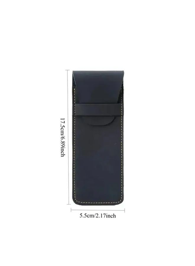 Khaki Vintage PU Leather Pen Case Heavy Duty Protective Holder - Image 3