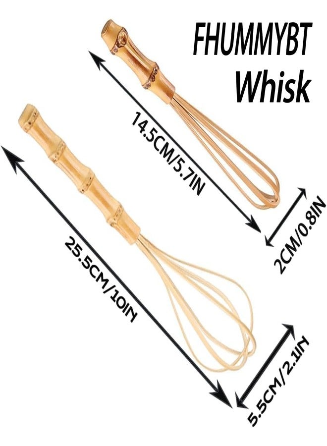 FHUMMYBT Handmade Wood Whisks for Cooking - 5.7In Natural Bamboo Whisk, Mini Wooden Whisks for Whisking, Beating, Blending, Frothing & Stirring (5.7Inches + 10Inches) - Image 2