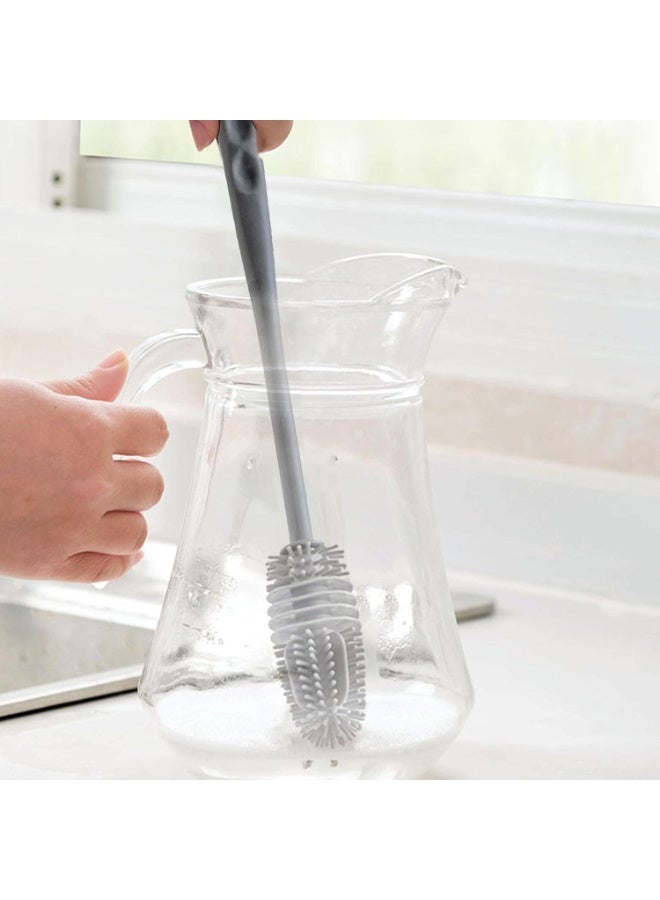 Silicone Bottle Brush, Water Bottle Cleaner Brush with Long Handle, Perfect for Cleaning Narrow Neck Containers, Vacuum Sports Bottle, Tumblers, Flask, Glassware (2 Pack, Grey) - Image 3