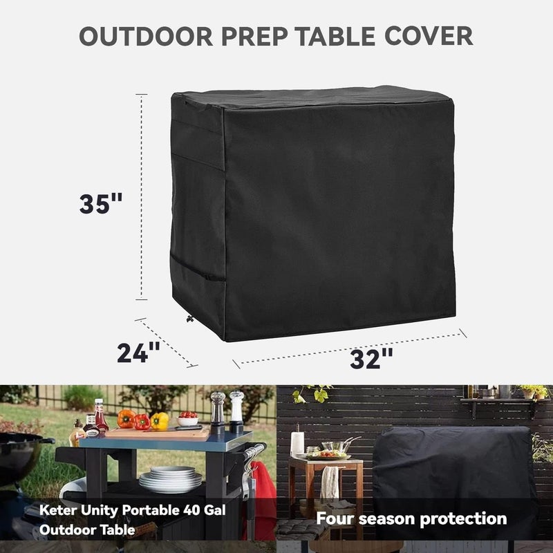 Wnanan Outdoor Prep Table Cover - Heavy Duty Waterproof Cover for Ooni Medium Table and Keter Unity Small Portable Table, Compatible with 32 inch Outdoor Utility Cart and Storage Cabinet - Image 2