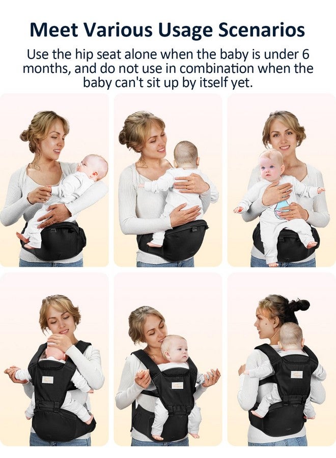 Mumgaroo Baby Carrier, 6-in-1 Baby Carrier Newborn to Toddler, Front and Back Toddler Carrier One Size Fits All, Adjustable with Hip Seat for Newborn, Infant & Toddler, Black - Image 1