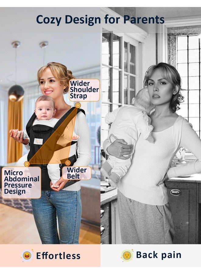 Mumgaroo Baby Carrier, 6-in-1 Baby Carrier Newborn to Toddler, Front and Back Toddler Carrier One Size Fits All, Adjustable with Hip Seat for Newborn, Infant & Toddler, Black - Image 3