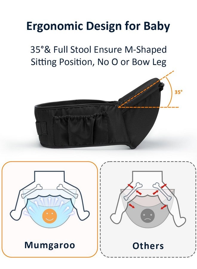 Mumgaroo Baby Carrier, 6-in-1 Baby Carrier Newborn to Toddler, Front and Back Toddler Carrier One Size Fits All, Adjustable with Hip Seat for Newborn, Infant & Toddler, Black - Image 4