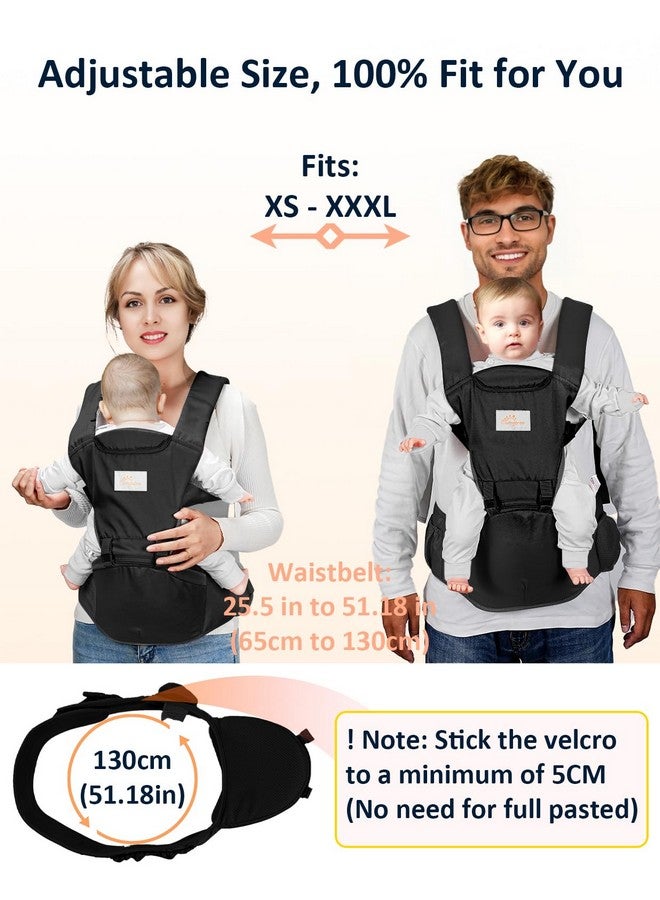 Mumgaroo Baby Carrier, 6-in-1 Baby Carrier Newborn to Toddler, Front and Back Toddler Carrier One Size Fits All, Adjustable with Hip Seat for Newborn, Infant & Toddler, Black - Image 2