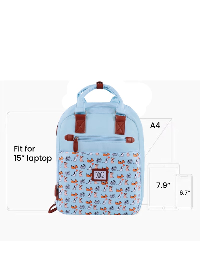Biggdesign Biggdesign Dogs Laptop Backpack for Women, Waterproof Work Bag with Laptop Compartment, Travel Backpack with Luggage Sleeve, School Computer Backpack, 15 Inch Laptop and Notebook, Anti Theft, Blue  - Image 4