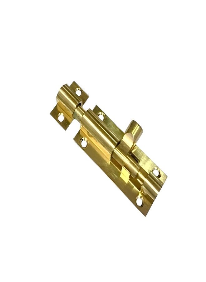 BRASK Brass Regular Tower Bolt 9 mm Rod Light (1-200) - Golden Satin Finish with Screws | Door Latch - Chitkani for Doors and Windows | Kundi/Chitakni/Latch/Chitkini (3 Inches, 1, Piece) - Image 5